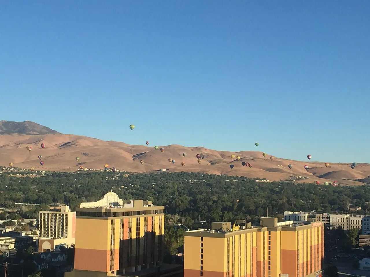 Hot air balloons over Reno during the Great Reno Balloon Race