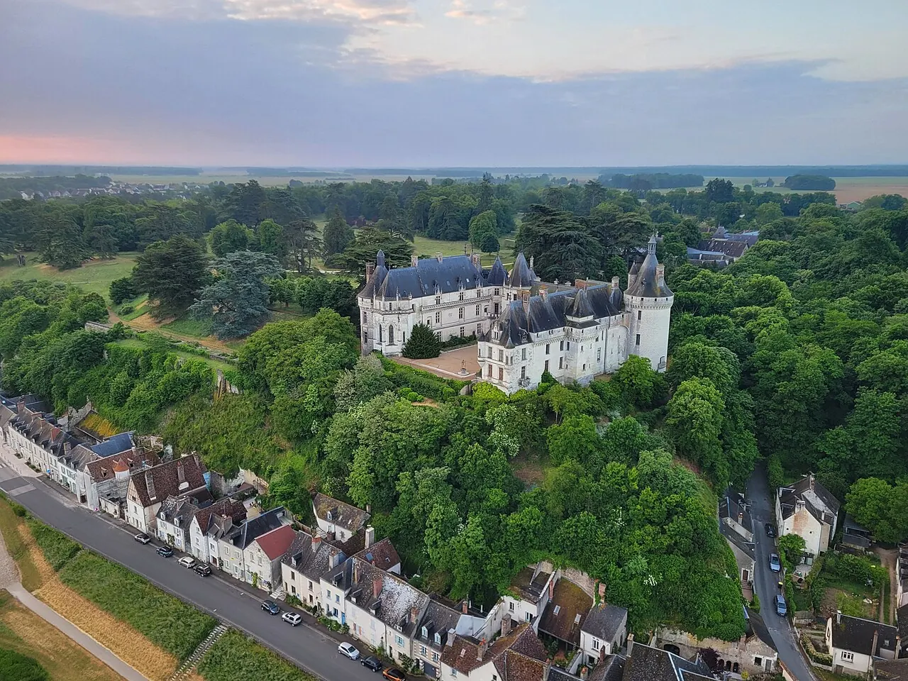 The Château de Chaumont-sur-Loire seen from a hot air balloon