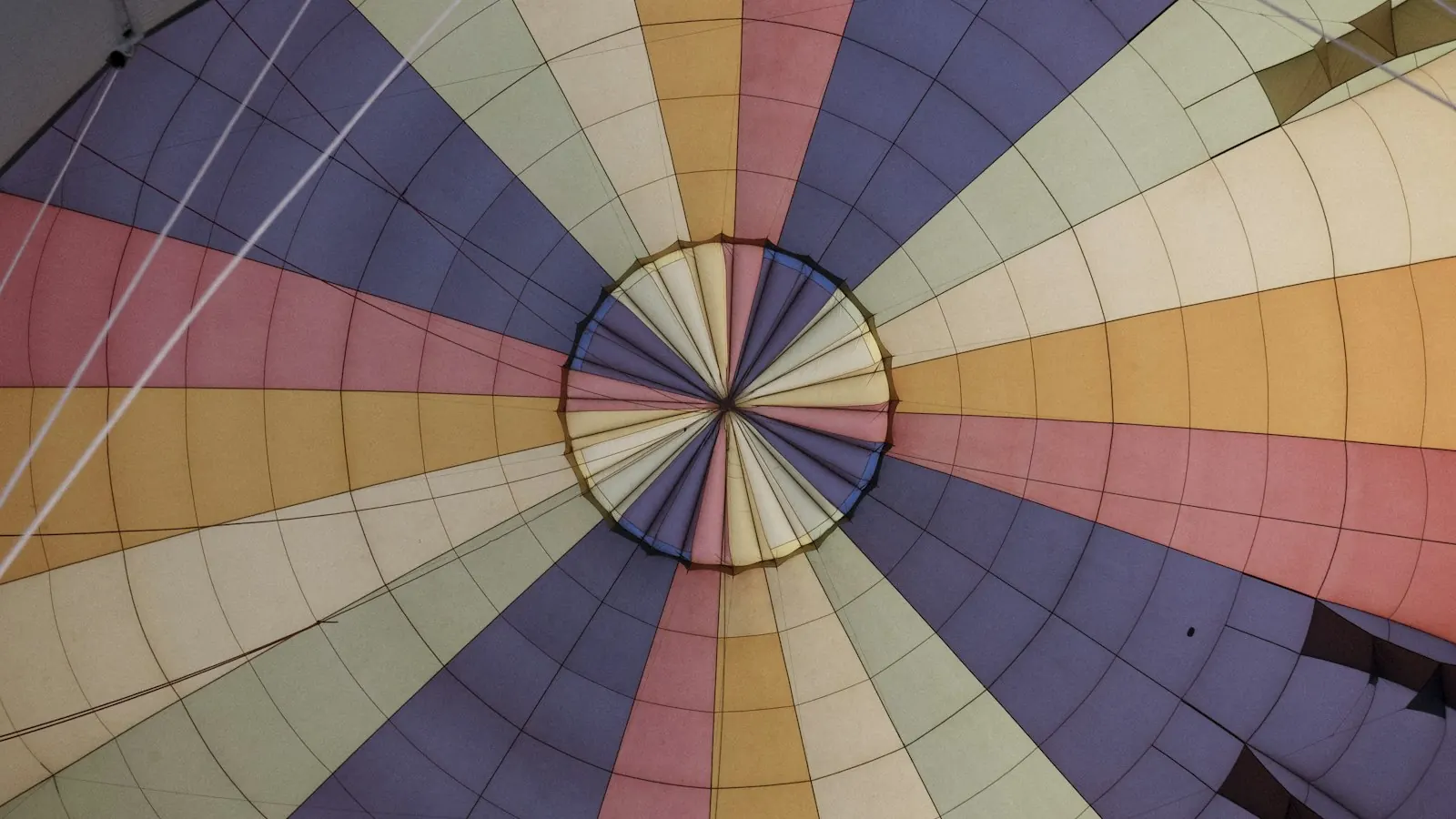 Looking up into a balloon envelope at Tavarnelle Val di Pesa